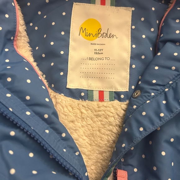 Boden GUC Kids fleece lined waterproof jacket, size 11-12yr - Picture 4 of 4